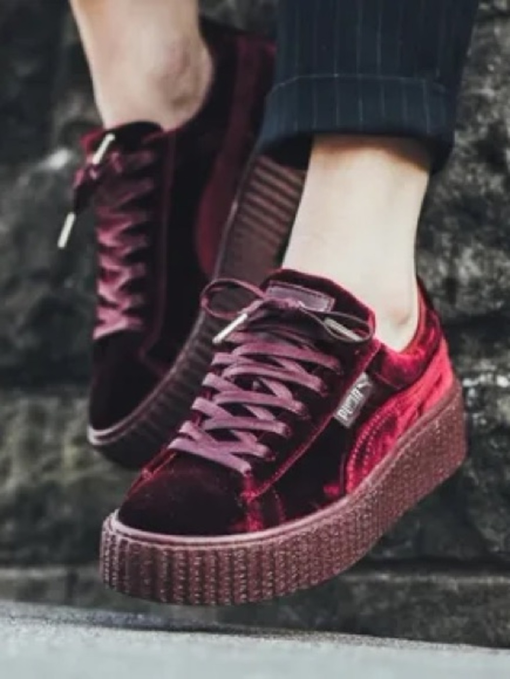 🆕 Fenty x Puma by Rihanna Velvet Creeper Burgundy Sneakers - 9.5 NWOT